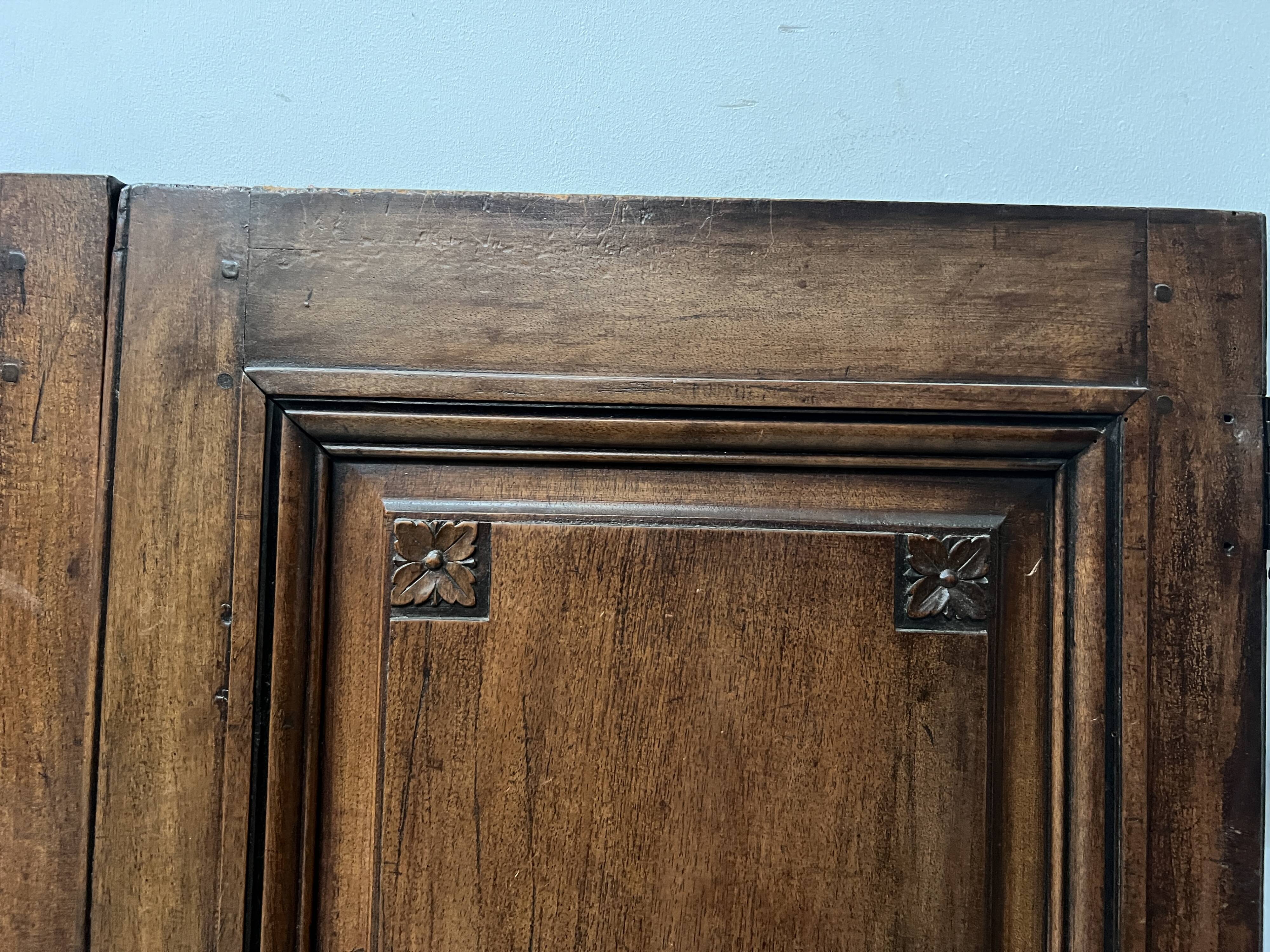 Pair of 18th-century solid walnut double-panel doors