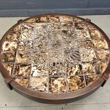 Round Vallauris ceramic coffee table by Barrois, 1960s