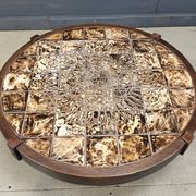 Round Vallauris ceramic coffee table by Barrois, 1960s