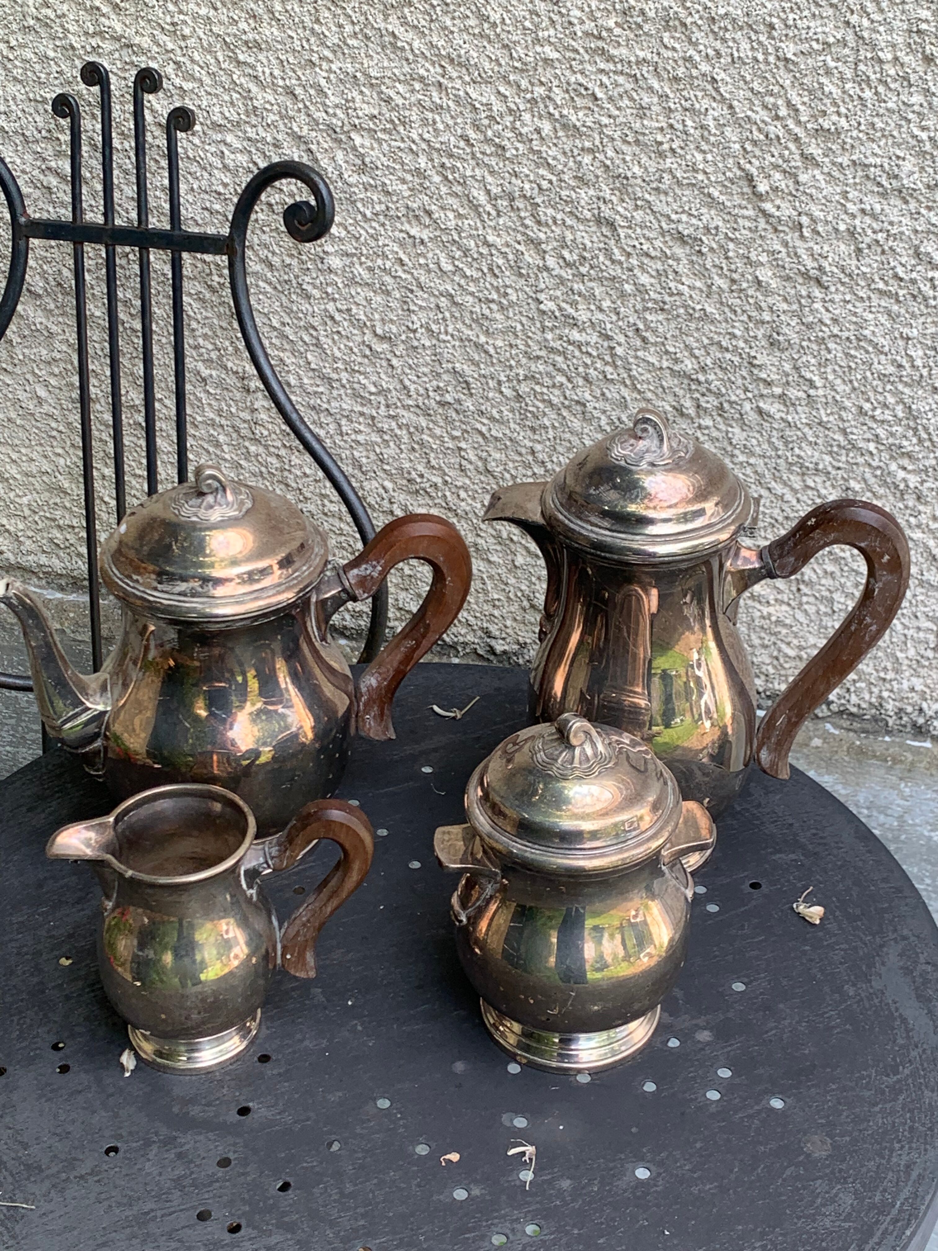 Coffee set in silver metal Orbrille hallmark