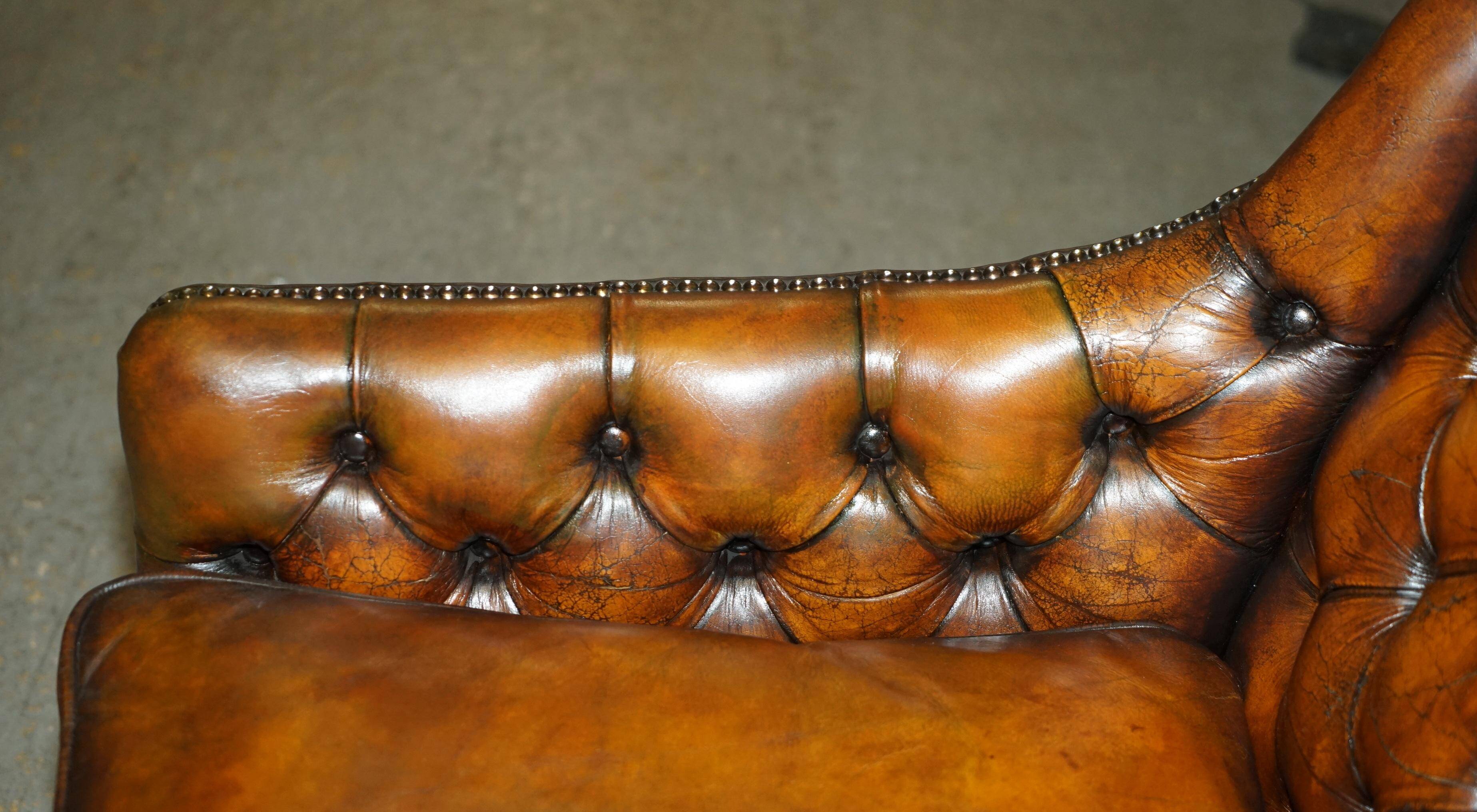 Restored leather Chesterfield sofa in Regency style