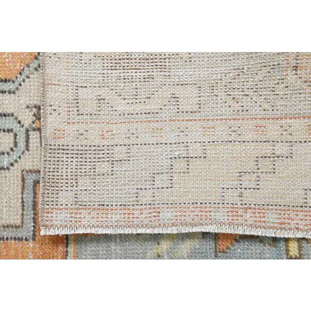 Vintage Turkish Hand-Knotted Wool Cotton Orange Runner Rug 69x271