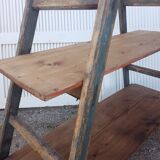 Old stepladder wooden shelf