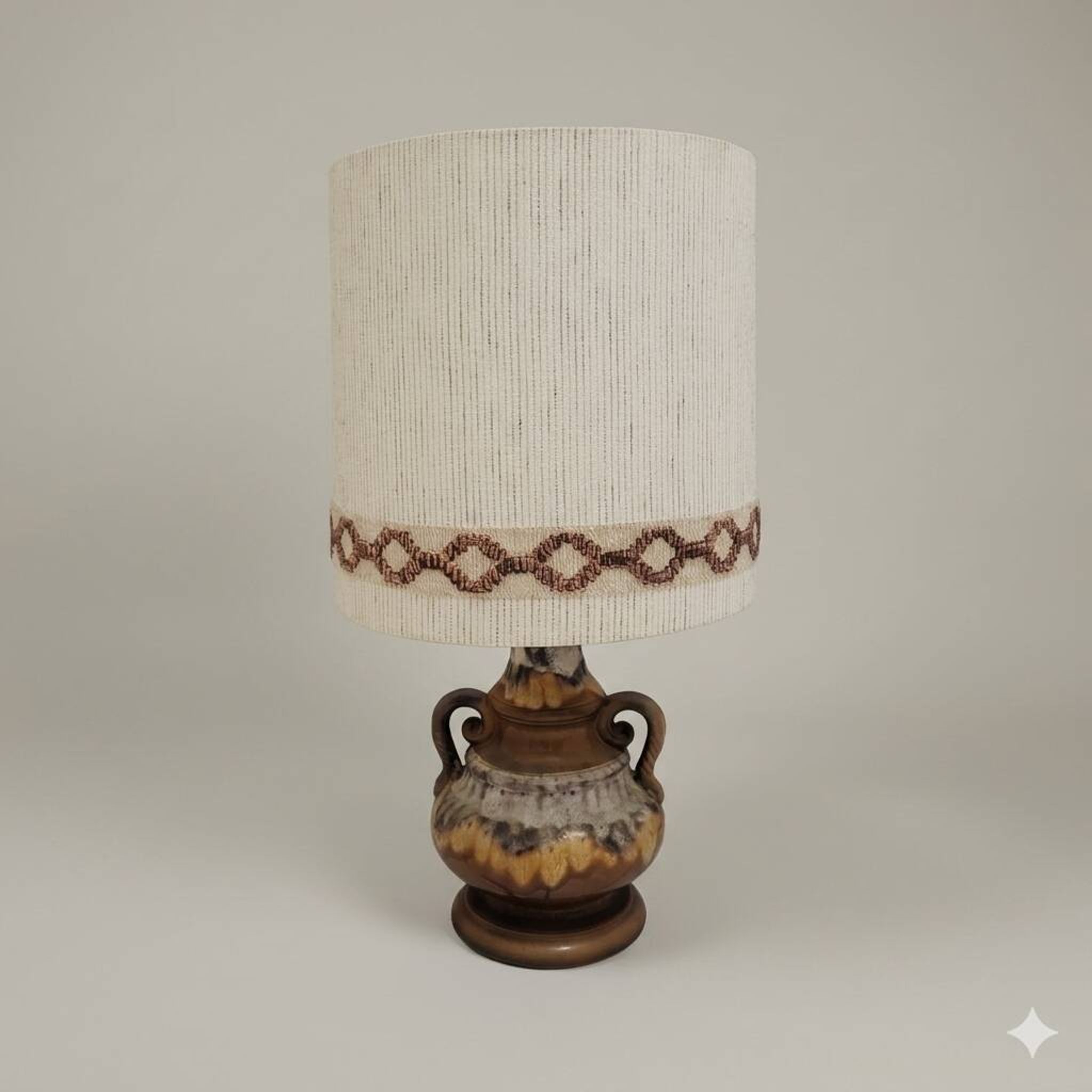 Lampe à poser en céramique émaillée et abat-jour en lin