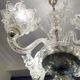 Lustre authentique en verre de Murano – 3 branches – Transparent