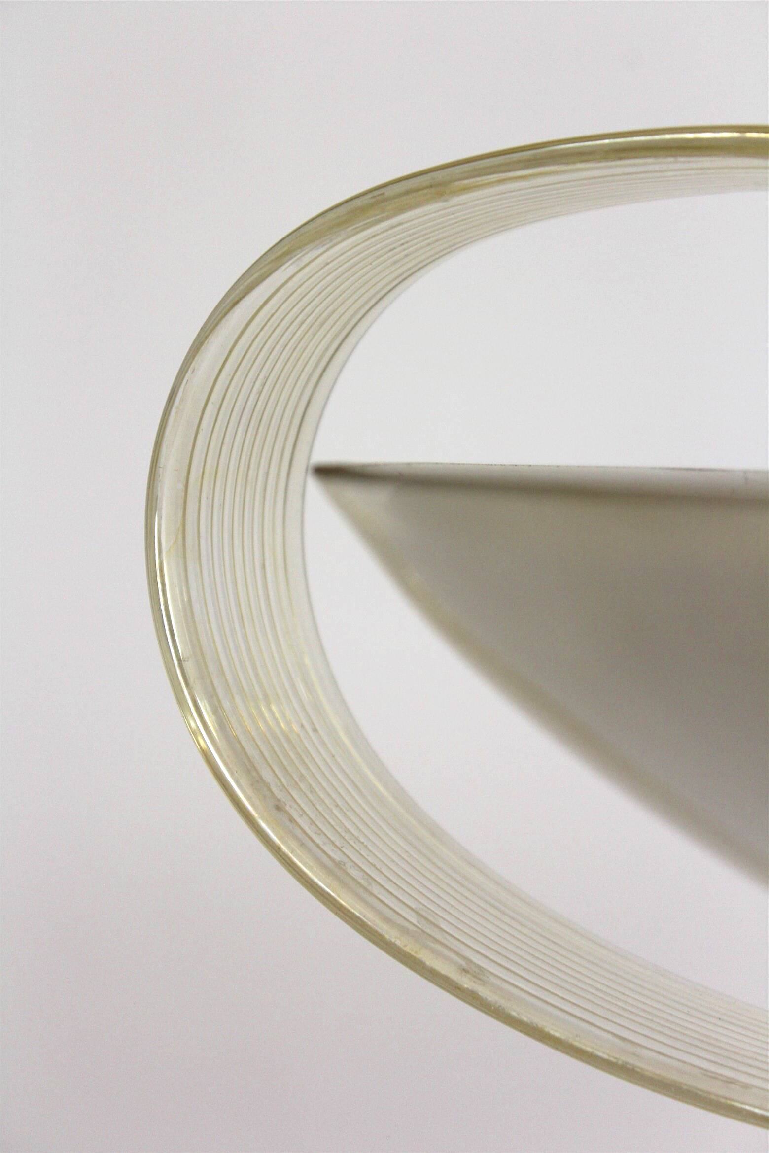 Brass and Curved Glass Ceiling Light from ESC Zukov, 1940s