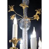 Chandelier in gilded bronze and crystal, 19 century