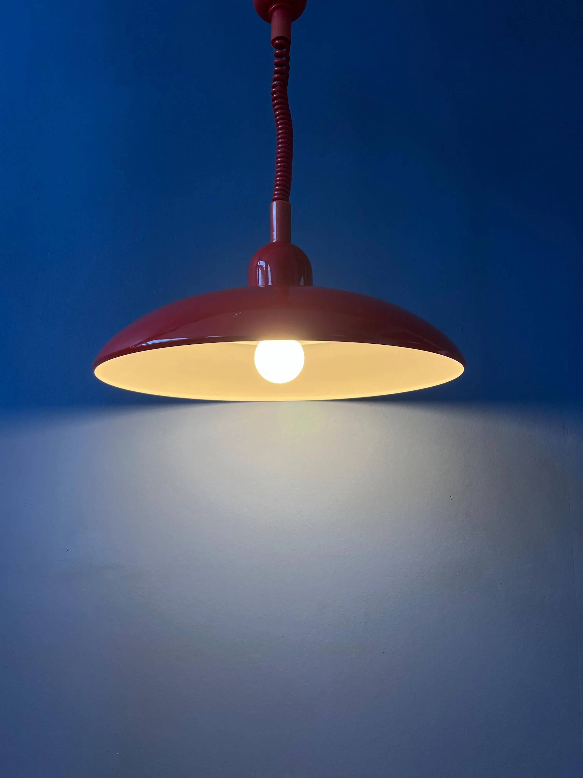 Vintage Space Age red metal pendant light