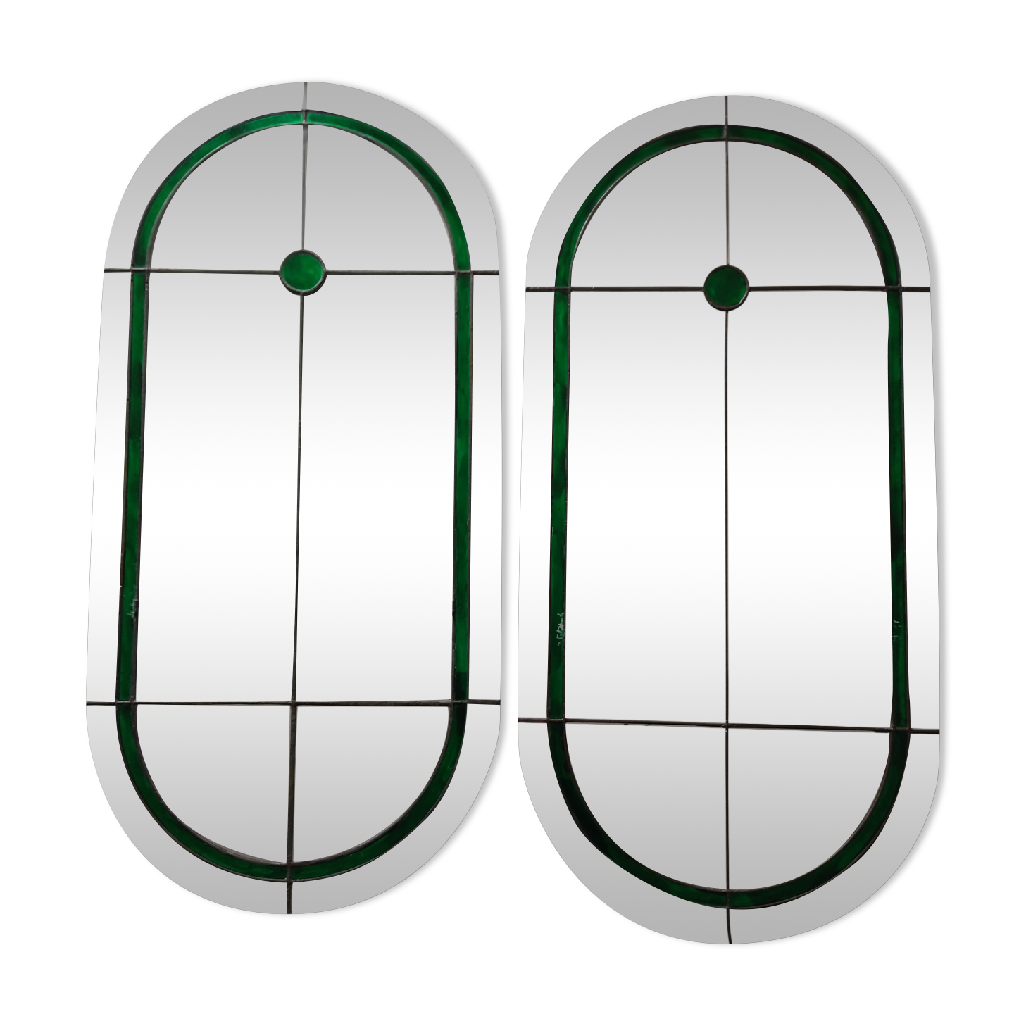 Pair of art deco wall mirrors 81x39cm