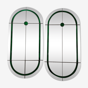 Pair of art deco wall mirrors 81x39cm