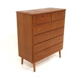 Scandinavian "tallboy" chest of drawers in teak, Sweden, 1950