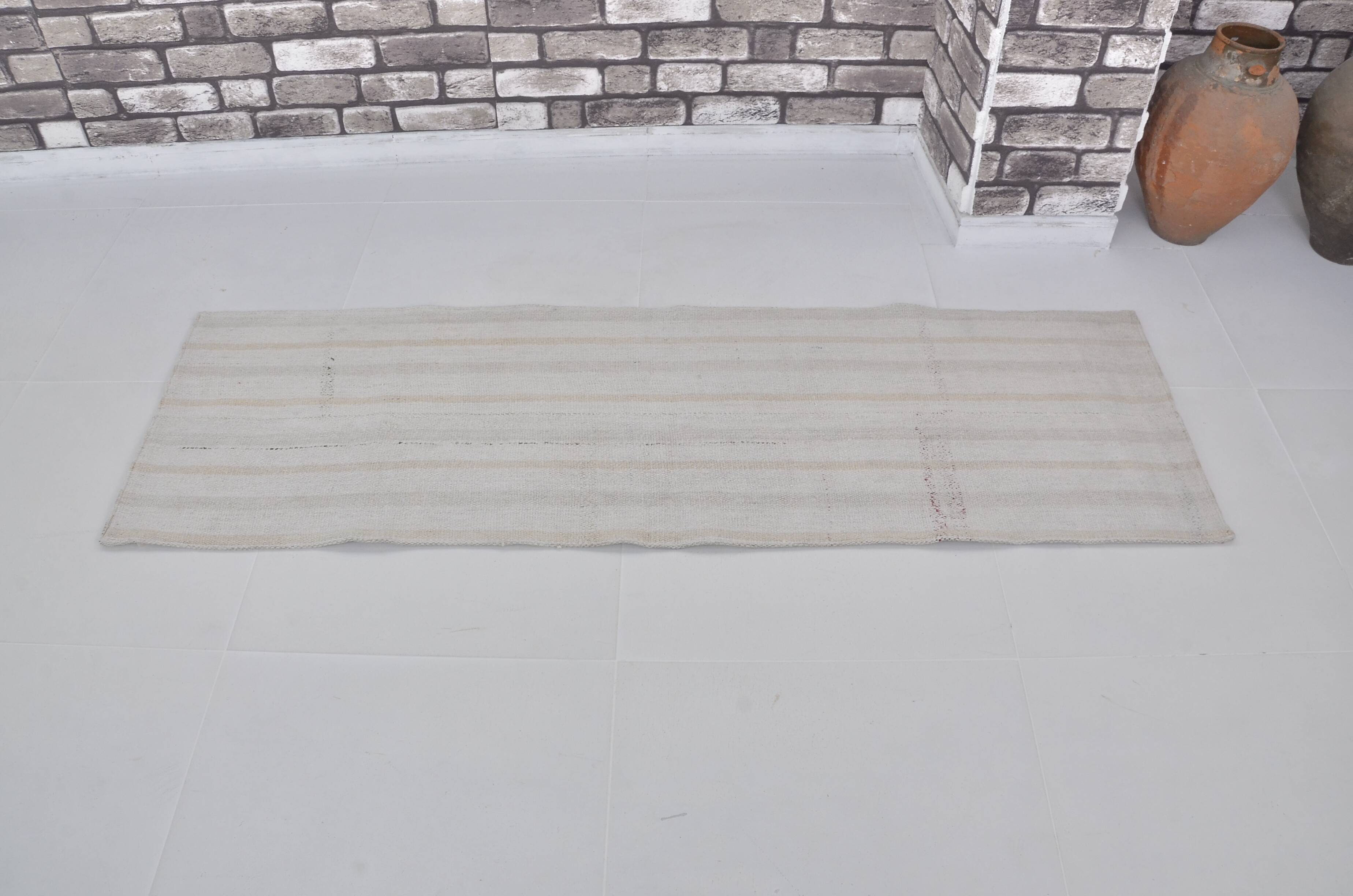 White Neutral Vintage Hemp Kilim Rug sku3799