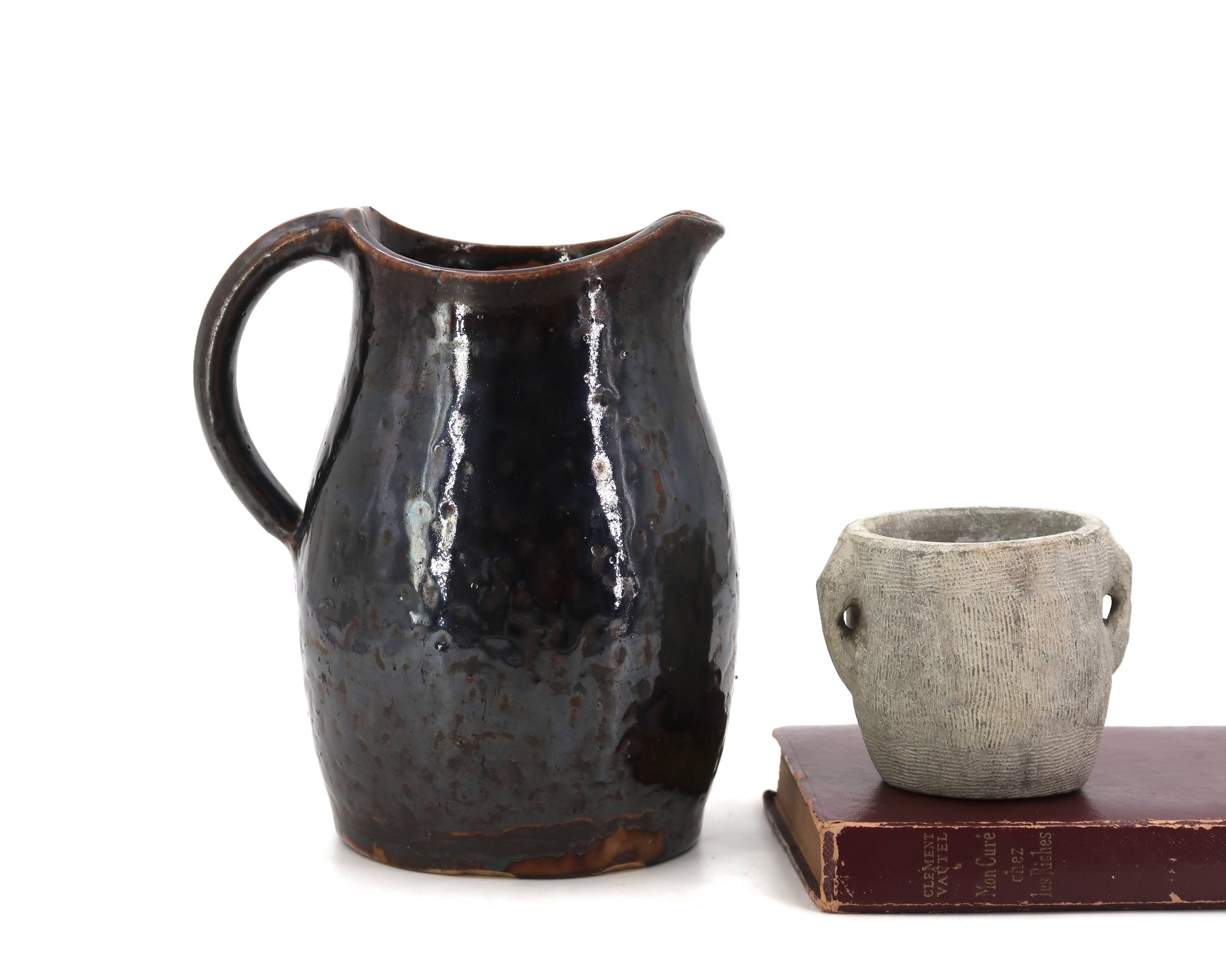 Black stoneware pitcher by Jean Talbot, La Borne ceramics from the 1940s.