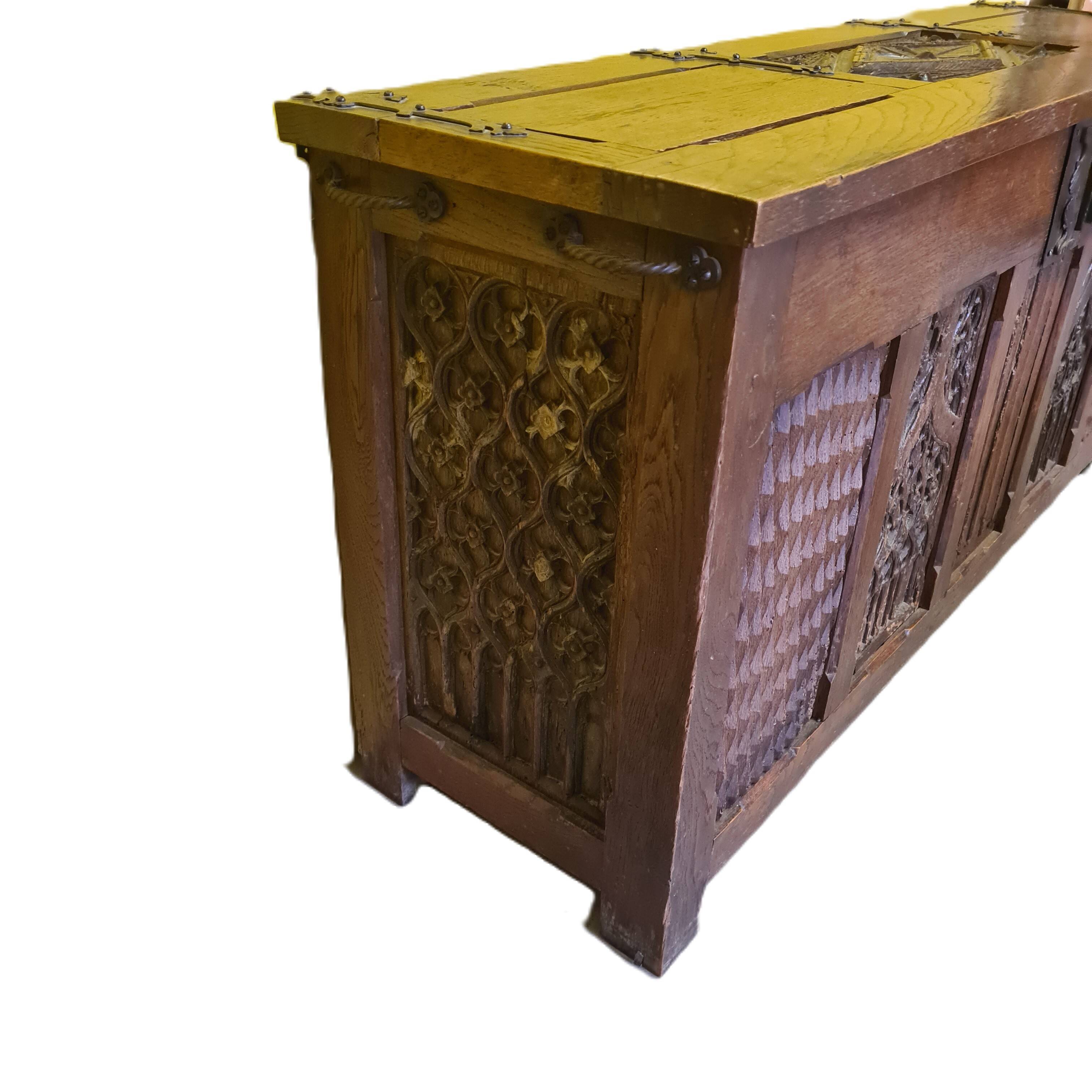 Oak chest with Gothic panels, France, 16th century