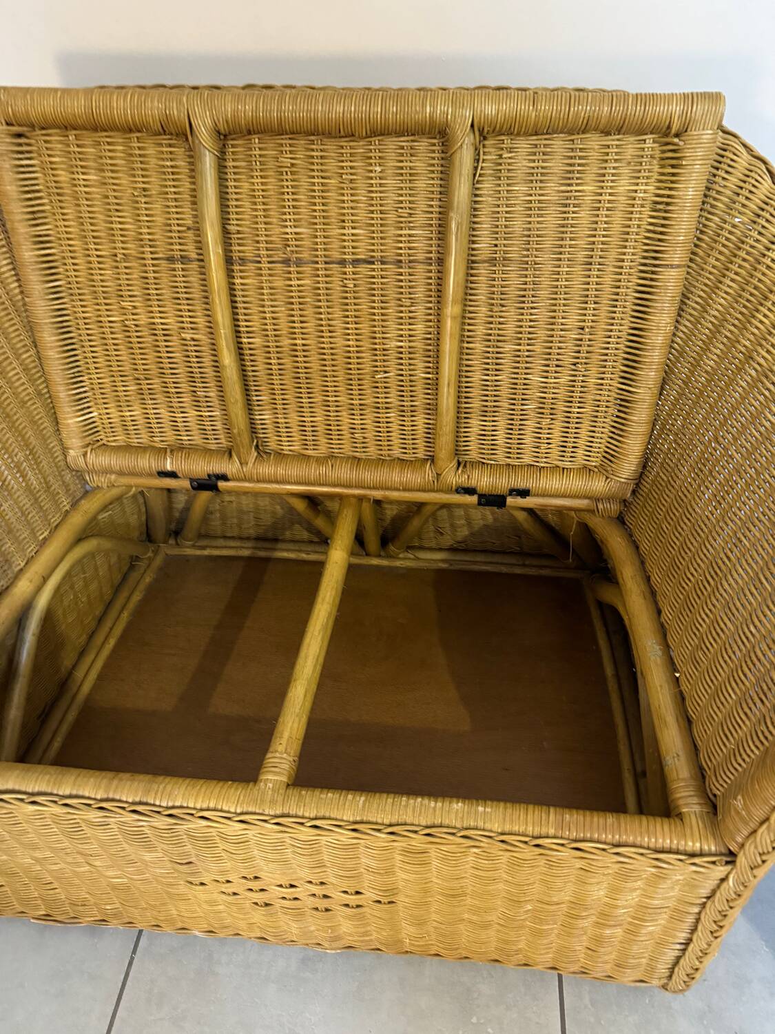 Rattan storage bench