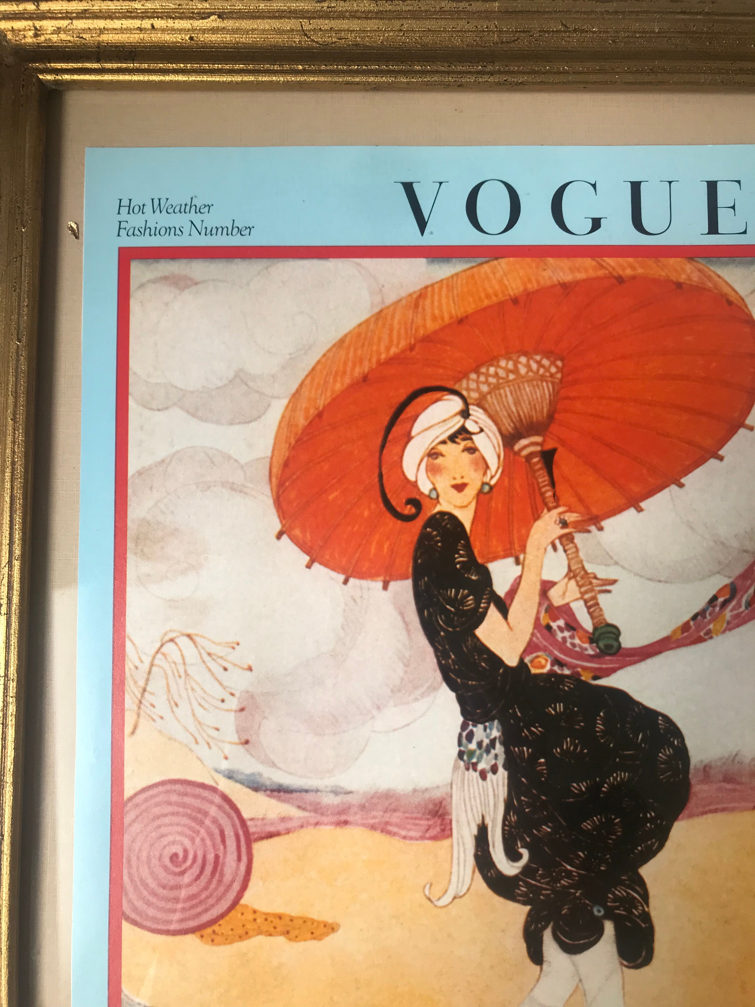 Illustration, former cover of Vogue Magazine, under golden frame