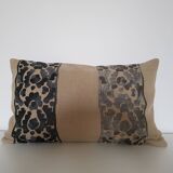 Embroidered linen cushion cover