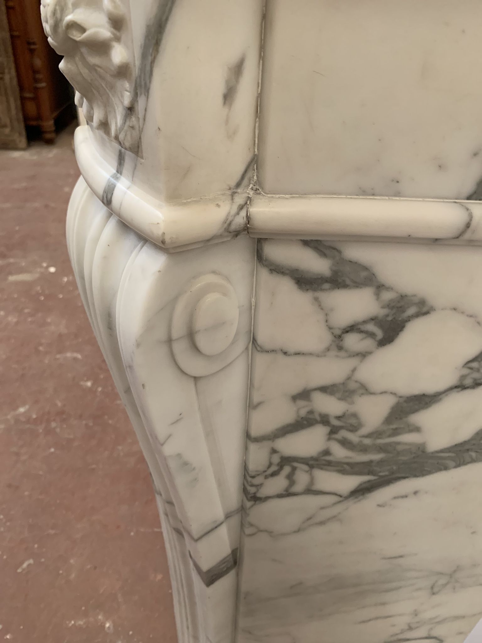 Louis XVI style fireplace in white marble veined carrara XIXth century