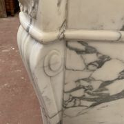 Louis XVI style fireplace in white marble veined carrara XIXth century