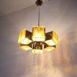 Lustre en laiton design du milieu du siècle, Hongrie des années 1970