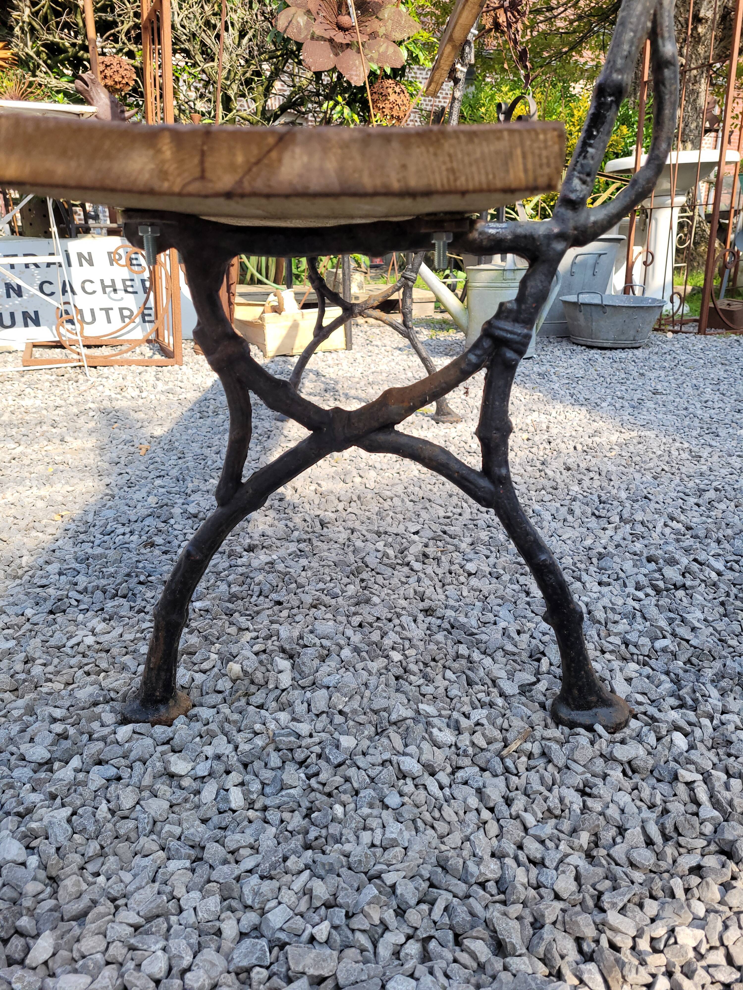 Garden bench cast iron bases and wooden seat