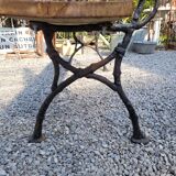 Garden bench cast iron bases and wooden seat