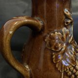 Belgian ceramic pitcher Barbotine glazed wine grape RF Belgium Old vintage terminal
