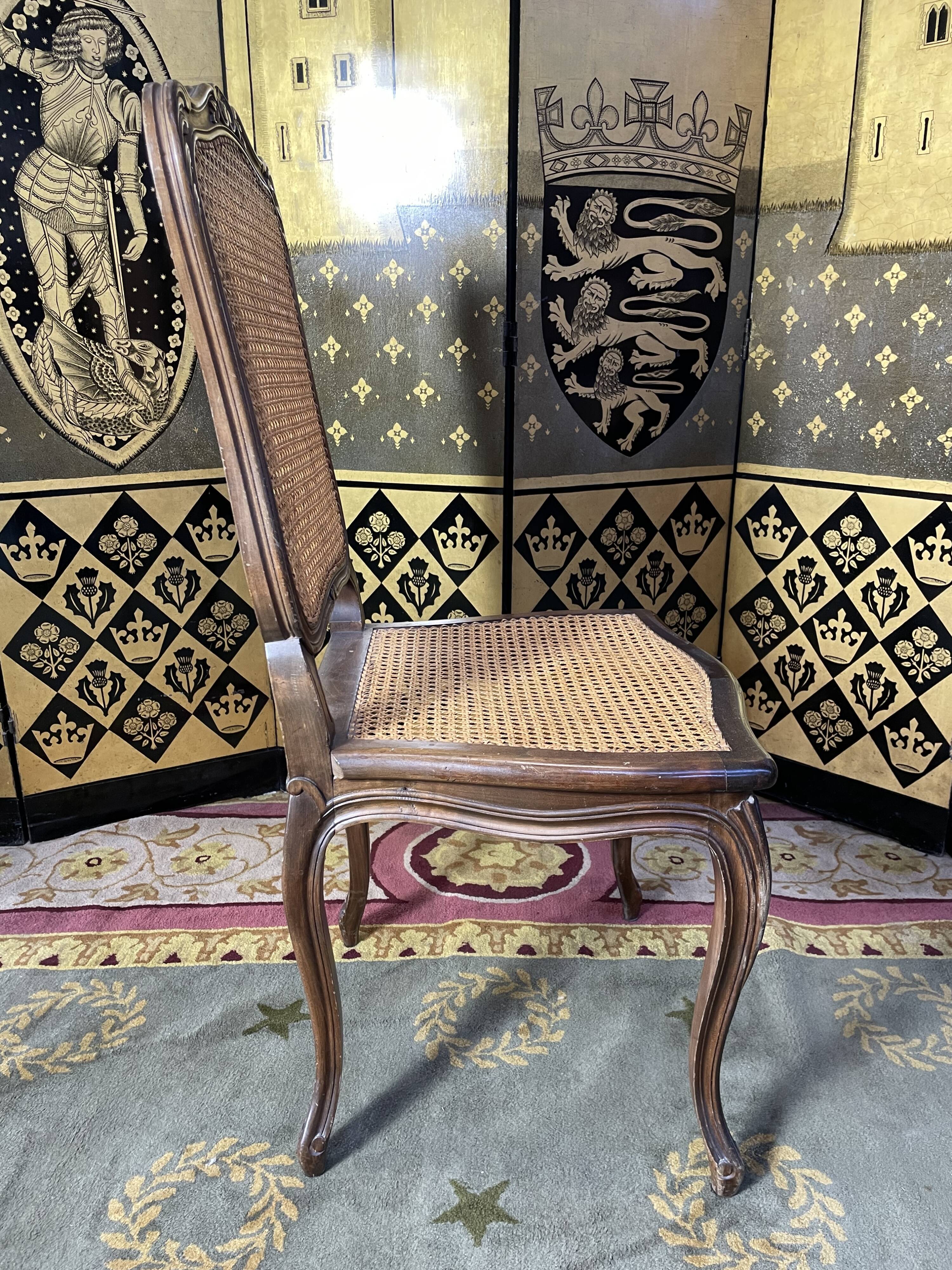 Suite of 6 Louis XV style chairs in canning
