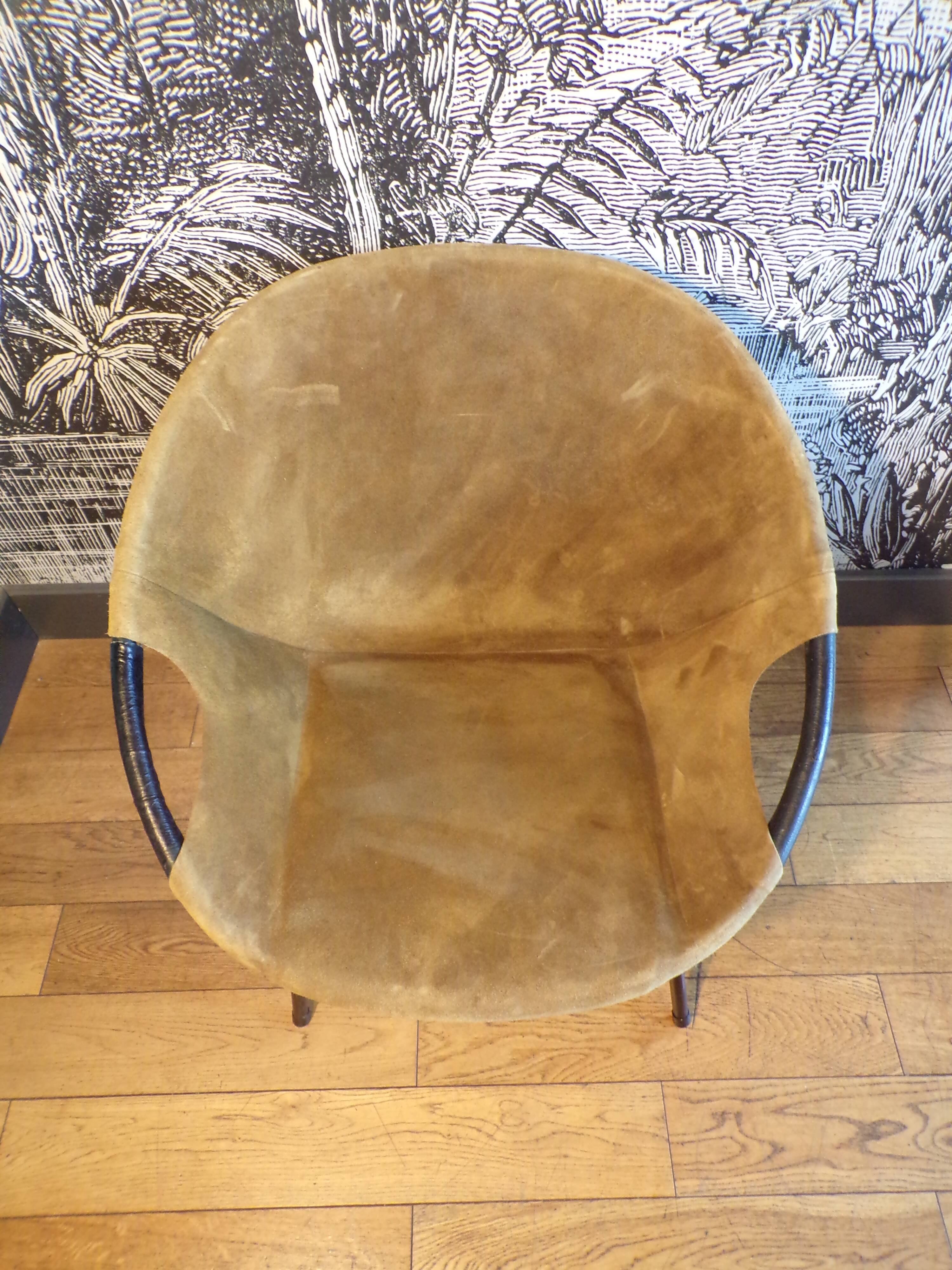 Fauteuil en daim circle par Lusch & Co