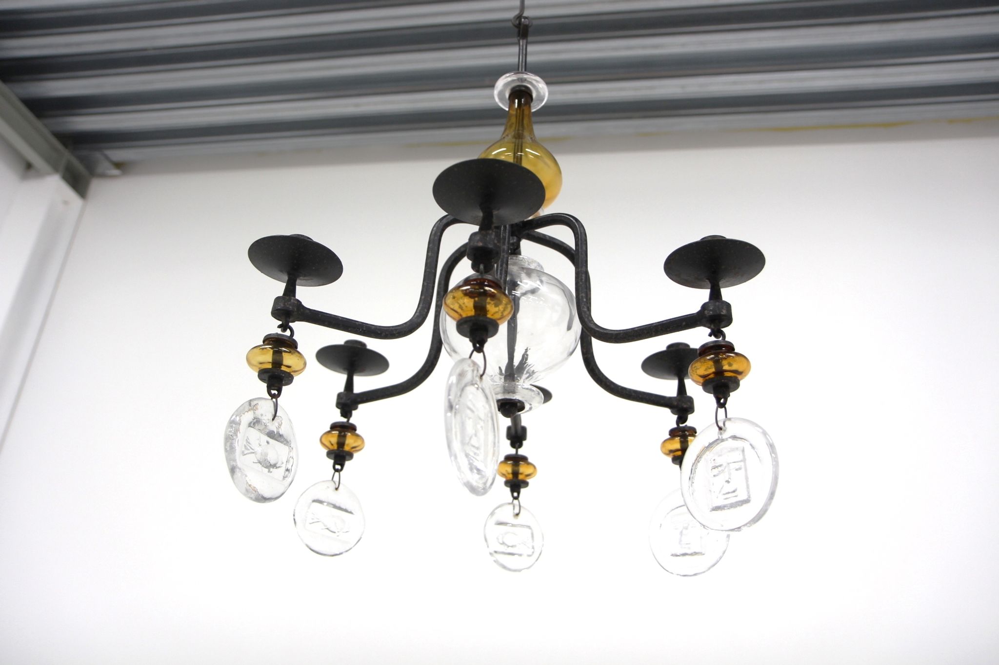 Glass chandelier, Erik Höglund, For Boda Glasbruk & Smide, Sweden, 1970