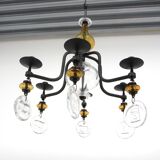 Glass chandelier, Erik Höglund, For Boda Glasbruk & Smide, Sweden, 1970