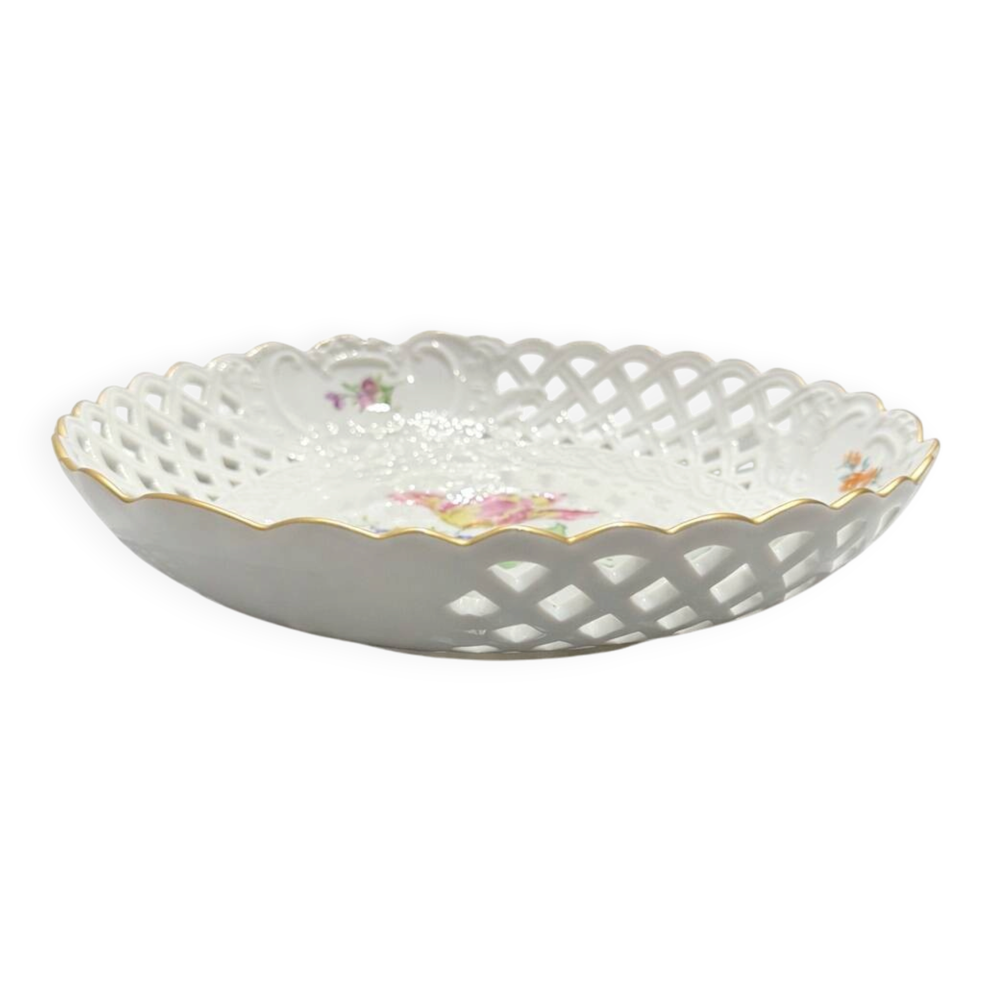 Reticulated Porcelain Cup from Meissen with Floral Decoration - c. 1970