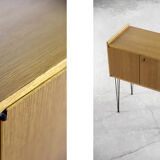 Vintage Mid-Century Modern Scandinavian Teak Wood Cabinet with Metal Hairpin Legs, 1960s