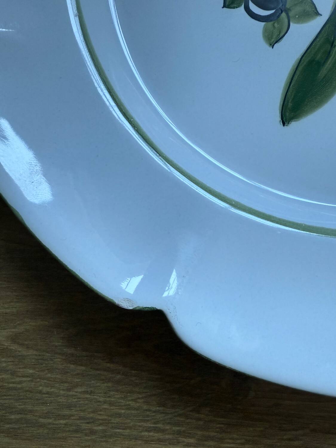 Pair of vintage Charolles plates hand-painted – Botanical decor