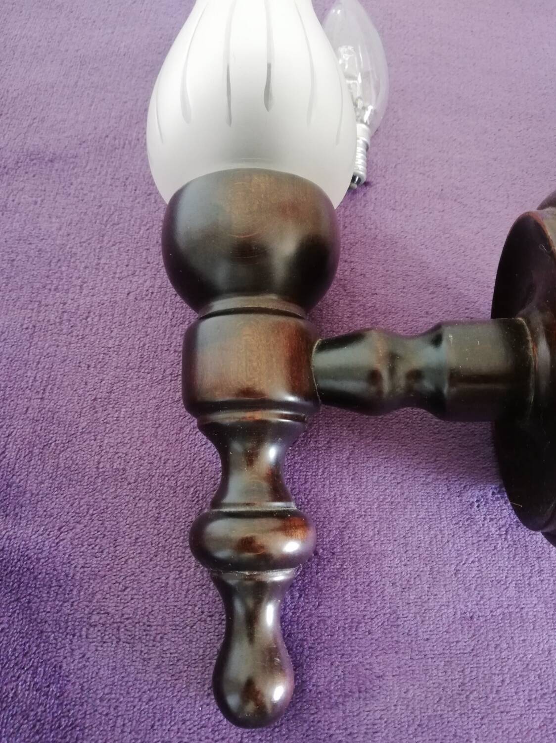 Set of wooden and frosted glass wall lights