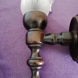 Set of wooden and frosted glass wall lights