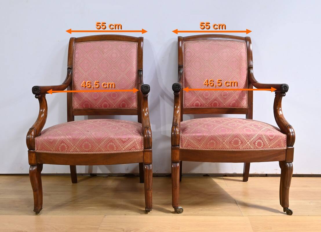 Paire de Fauteuils en Acajou, époque Restauration – Début XIXe