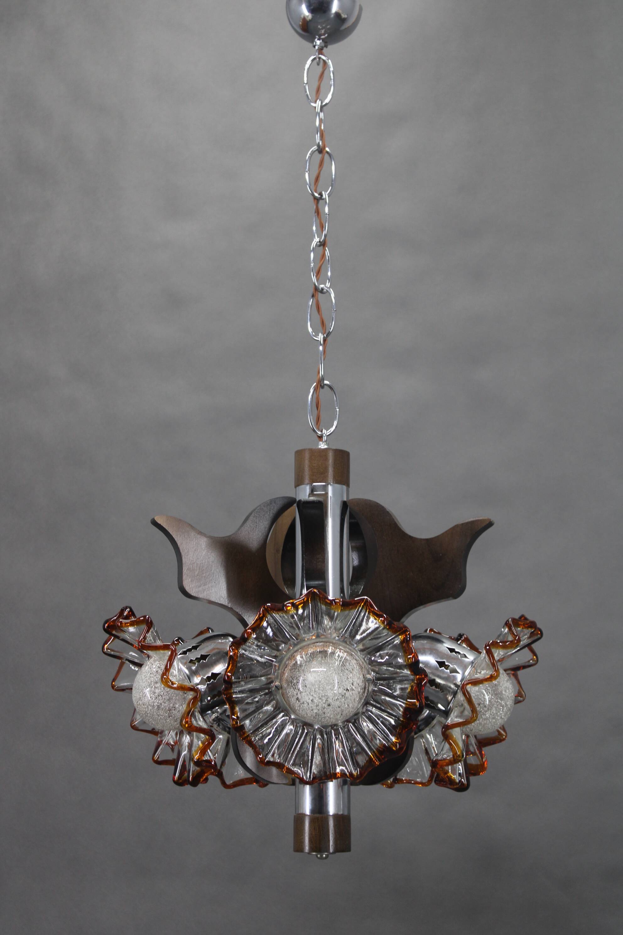 1970s Chandelier with Murano Glass Shades,Italy
