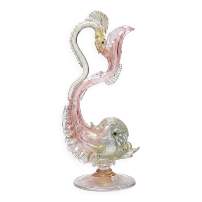 Aiguière au dauphin Antonio Salviati en verre de Murano, XIXe siècle