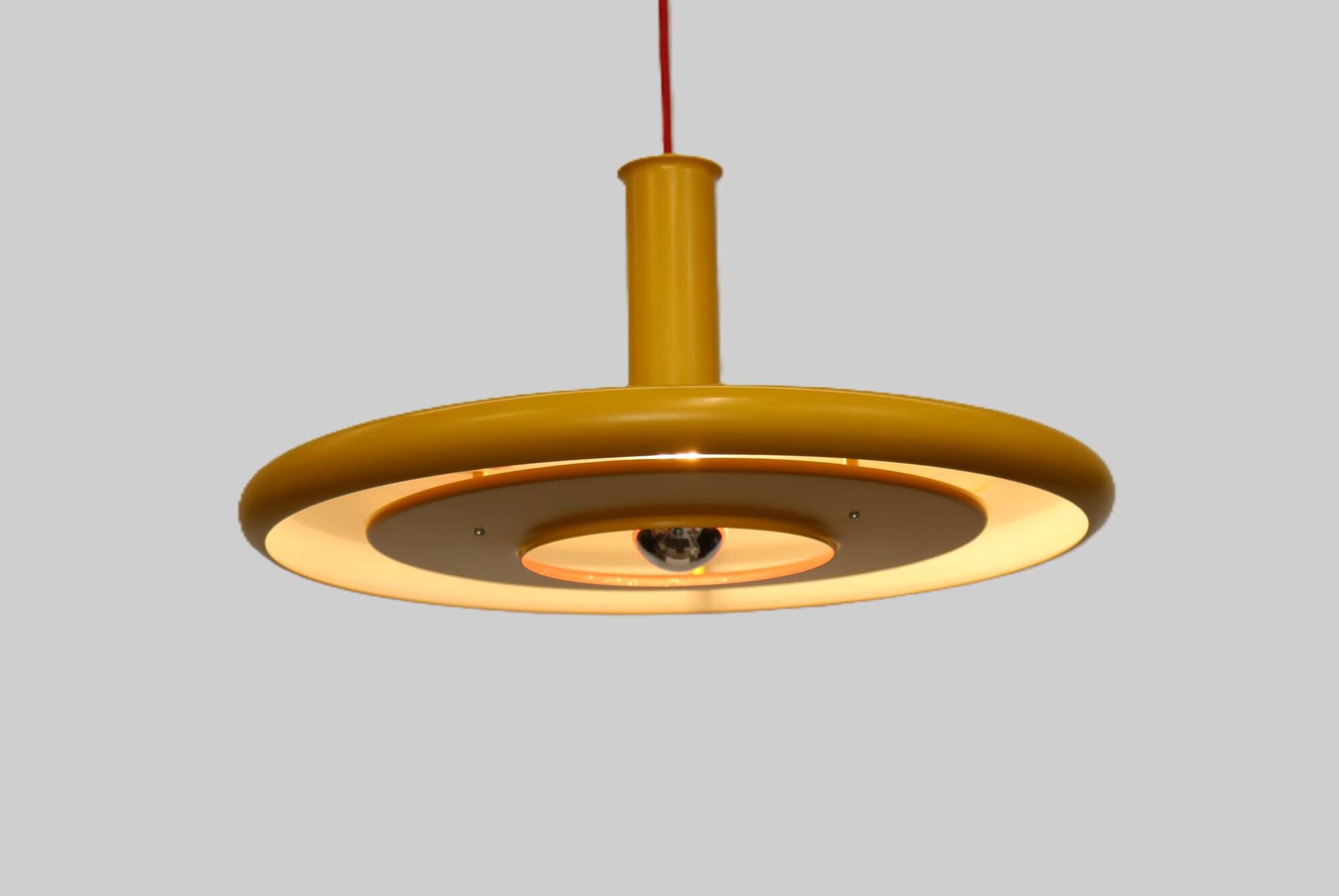 Yellow XL Fog & Morup Optima Pendant Lamp: Hans Due Design, Denmark 1970s