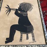 Painting Little boy with pine cone