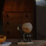 Art Deco Table Lamp, Elephant with Alabaster Globe, Early 20th Century, 1930s