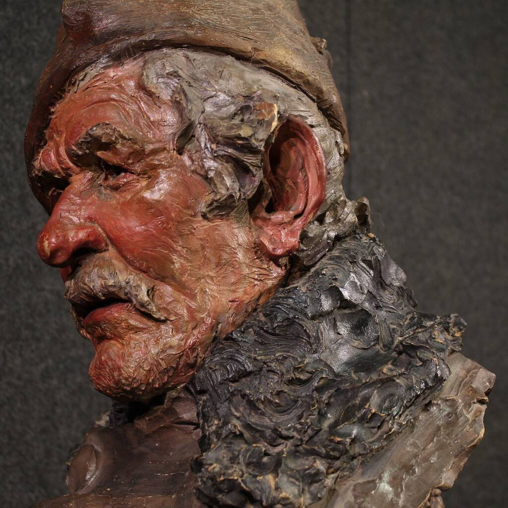Italian terracotta sculpture of a fisherman from the 20th century