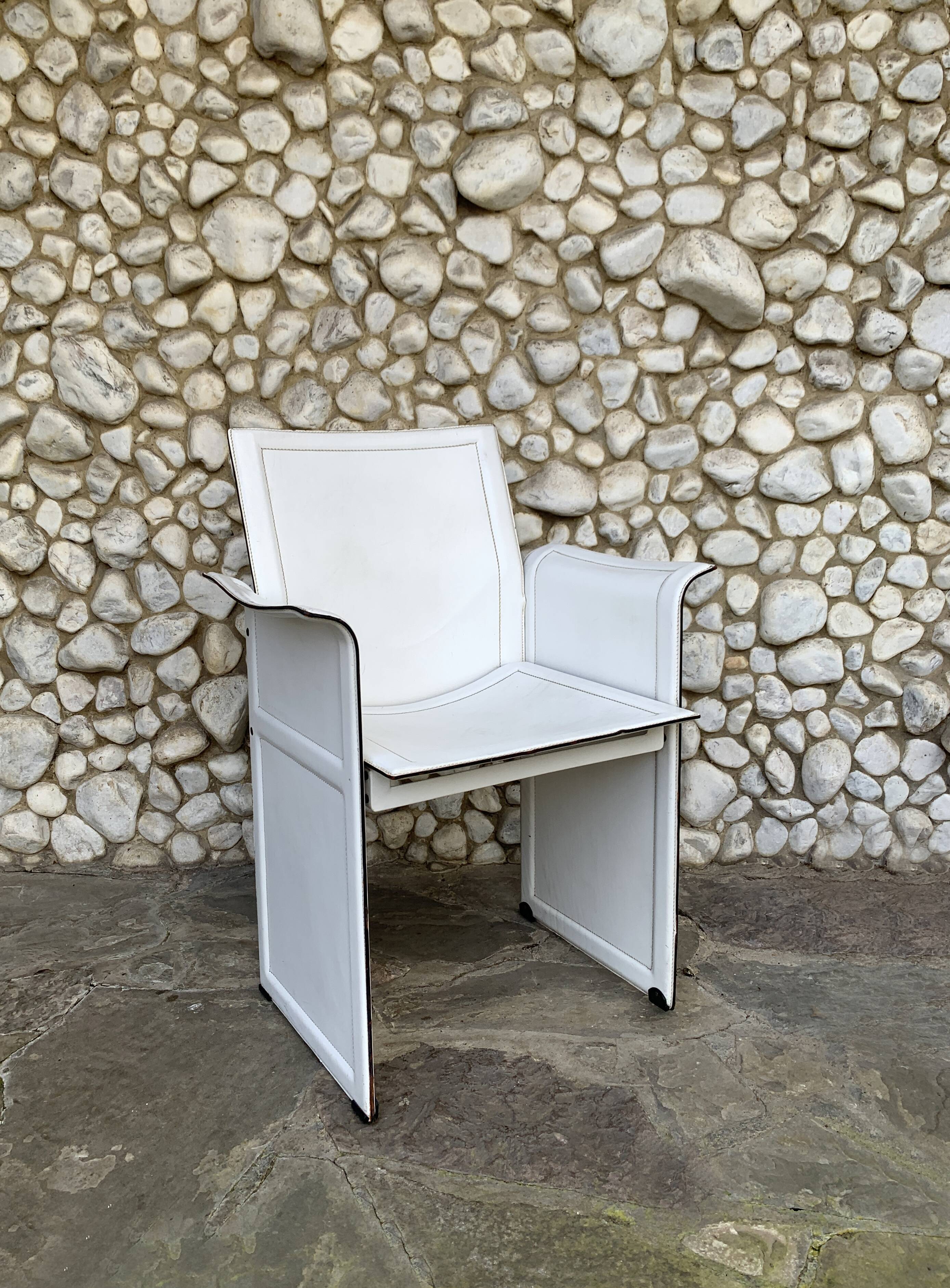 White leather armchair, Tito Agnoli for Matteo Grassi, Italy, 1970-80s