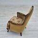 1950s, Danish highback armchair, original upholstery, green velour.