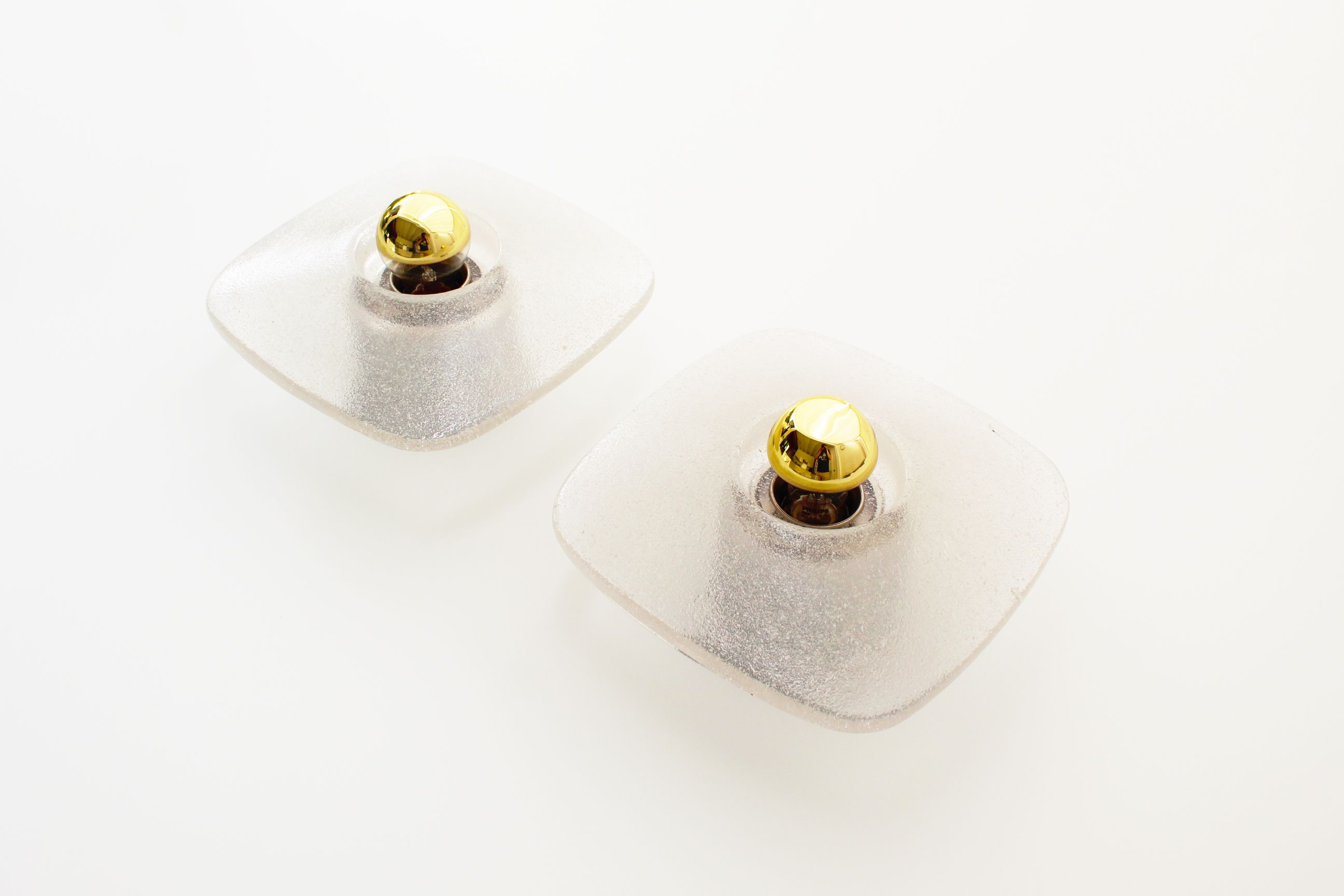 Pair of ice glass sconces by Peill & Putzler, Germany 1970's