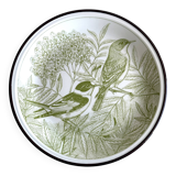 Assiette verte oiseaux.