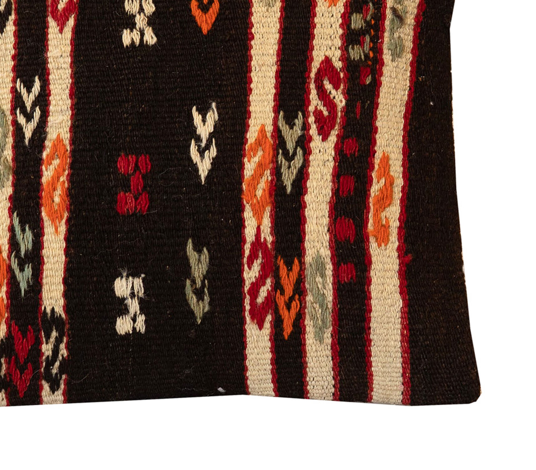 Black cream wool kilim cushion cover hand made scatter pillow