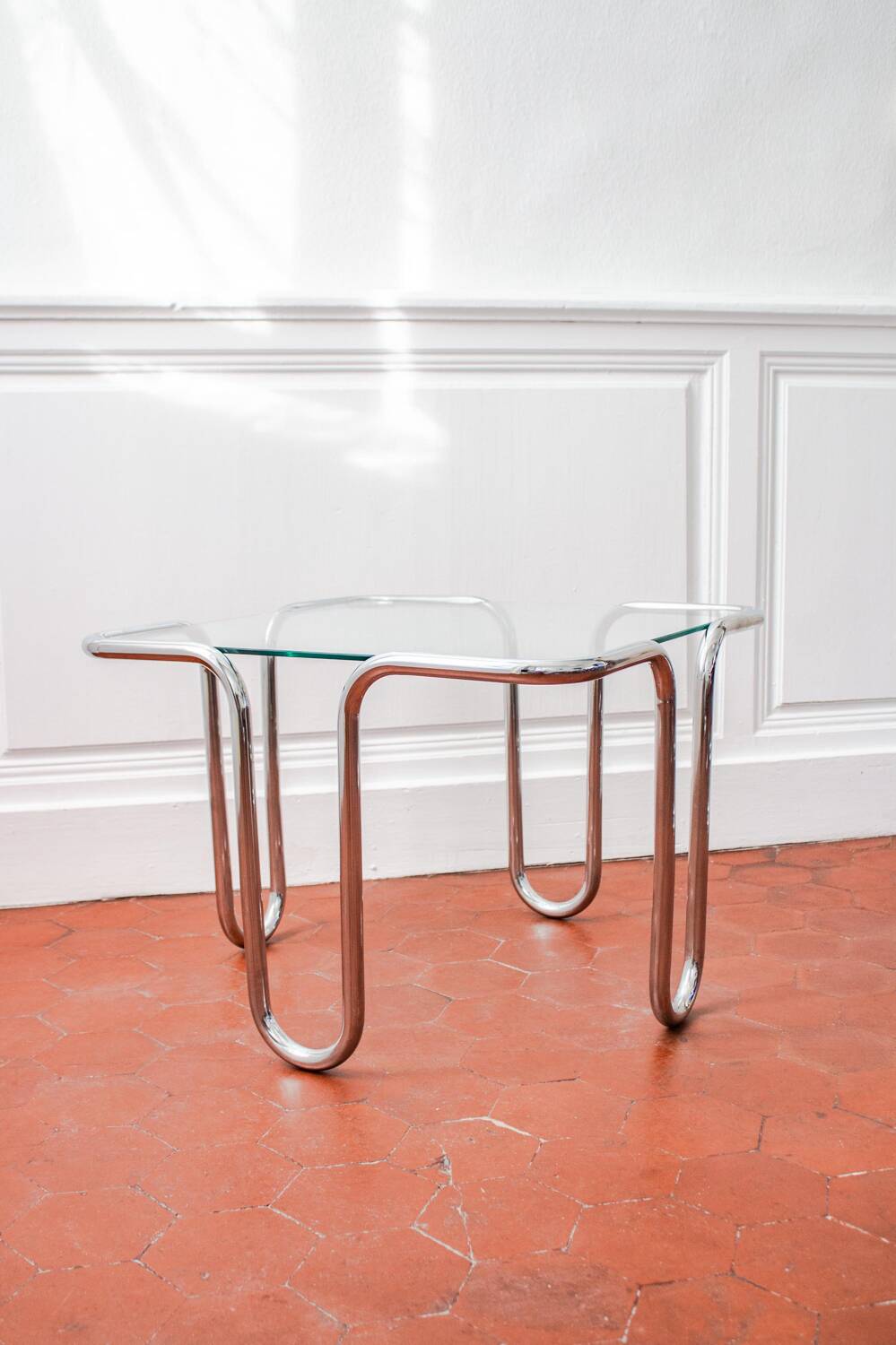 Chrome and glass coffee table by Ezio Didone, Italy, 1970s