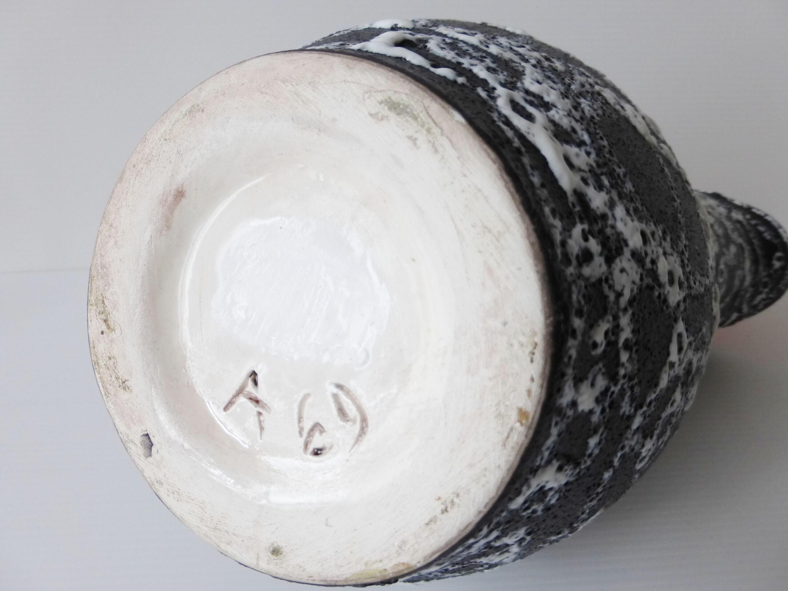 Pitcher vase ceramic way wash & orange 1950 1960 vintage 50's 60's